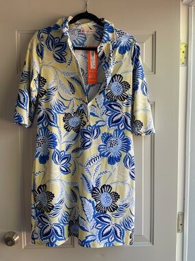 Jude Connally Blue & Yellow Floral Polo Dress